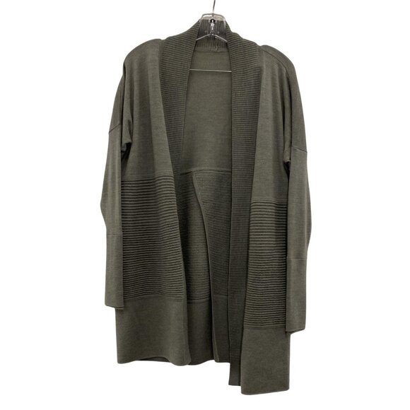 Lululemon Sit In Lotus Wrap II Heathered Gray Sage Merino Wool Cardigan Sz 4 - Picture 4 of 8